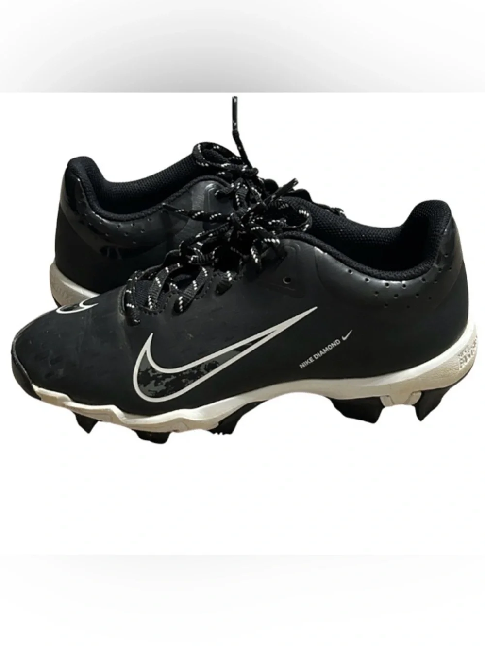 Nike Hyperdiamond 4 Keystone Softball Cleats Youth 3.5 Black White